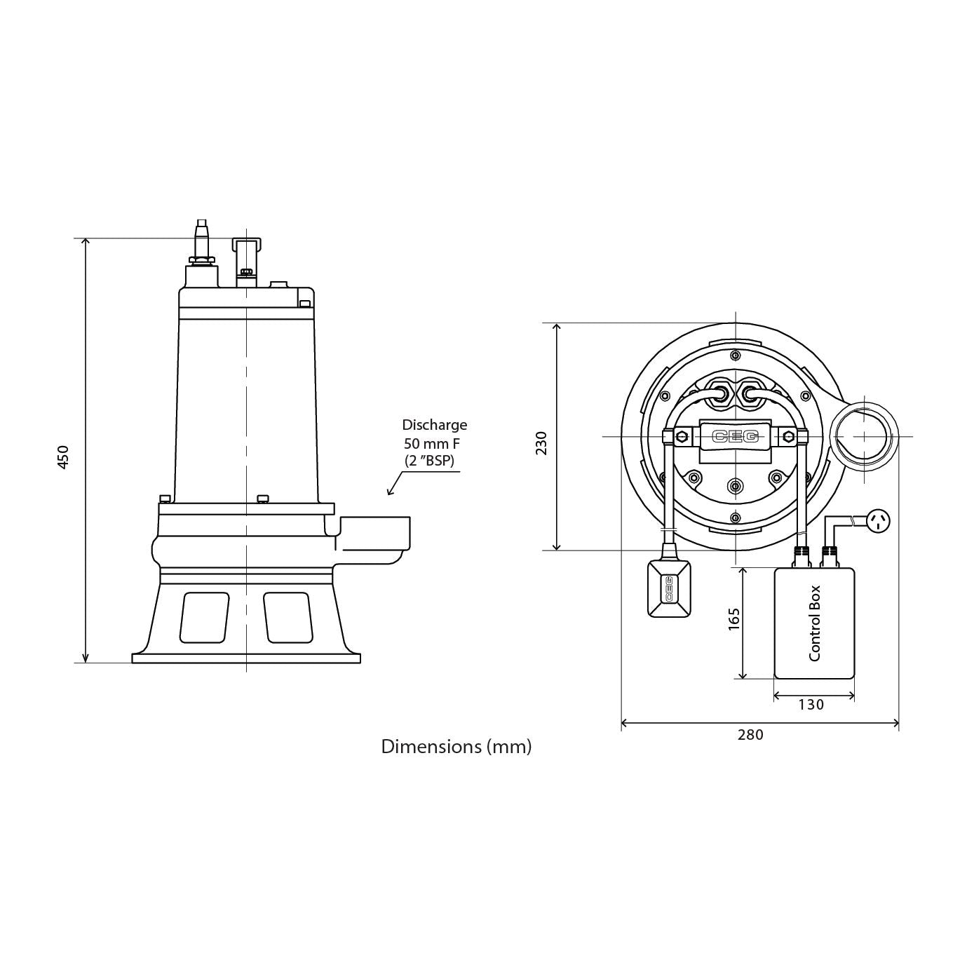 Eco GR 1500 MA Grinder – 1.1 kW Single-Phase Submersible Raw Sewage Grinder Pump with Float Switch