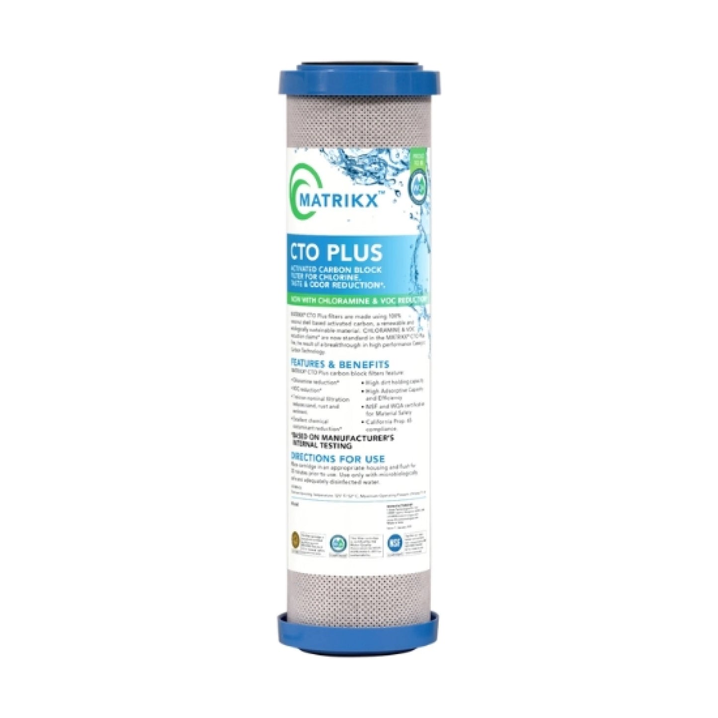 MATRIKX CTO Carbon Block Filter - 10" Standard, 5 or 1 Micron, PFAS and Chloramine Reduction NZ