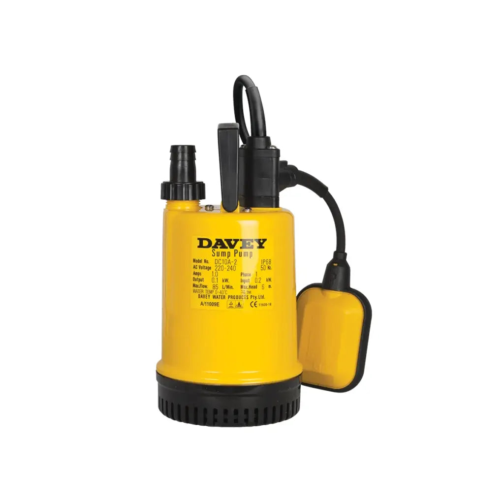 Davey DC10 Series Dewatering Pump – With or Without Float Switch – Compact Submersible Pump