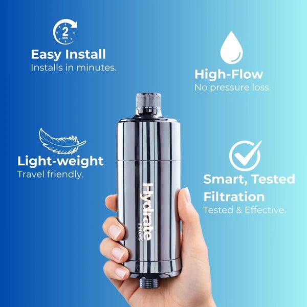 Hydrate Filters NaturaWai Shower Water Filter – Chlorine Reduction for Skin & Hair