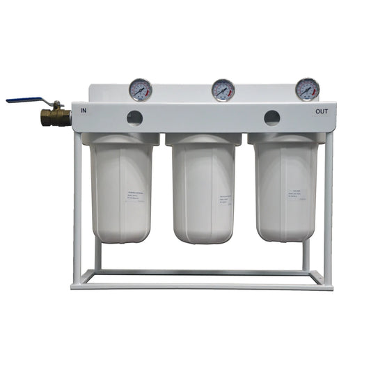 10" Triple Jumbo Whole House Filter System - Pentair Town Supply - Chlorine & Sediment Reduction