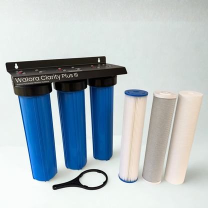 Waimana Waiora Plus III 20" Jumbo Triple Filter Housing Set - 3 Stage Whole House, Housing Only, Rainwater or Mains NZ