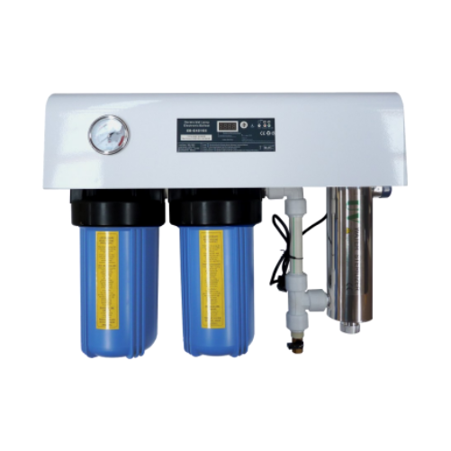 2 Stage Whole Home Water Filter + 33W UV Steriliser, 10 inch Cartridges (Wall or Stand)