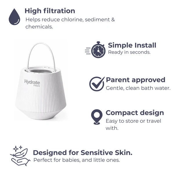 Hydrate Filters NaturaWai Bath Water Filter – Chlorine, Sediment & Heavy Metal Reduction