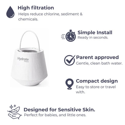 Hydrate Filters NaturaWai Bath Water Filter – Chlorine, Sediment & Heavy Metal Reduction