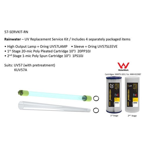 Genuine Davey 57-SERVKIT-RN UV Service Kit – Lamp, Sleeve & Filters