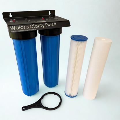 Waimana Waiora Plus II 20" Jumbo Twin Filter Housing Set - 2 Stage Whole House, Housing Only, Rainwater or Mains NZ