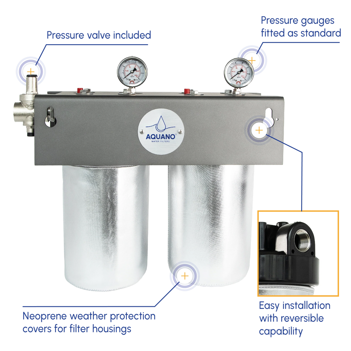 Aquano Klarify M-210 2-Stage Whole House Mains Water Filtration System