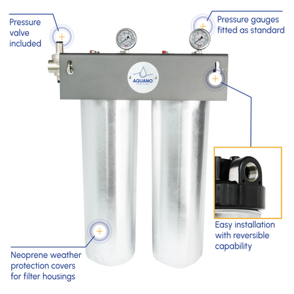 Aquano Klarify M-220 20" Jumbo 2-Stage Whole House Mains Water Filtration System