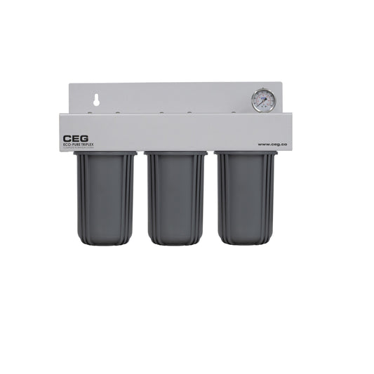 Eco-Pure 10" Jumbo Triplex Kit – Mains/Rain (PL 20 Micron / CB 5 Micron / PS 1 Micron) (Small/Medium Home) (Copy)