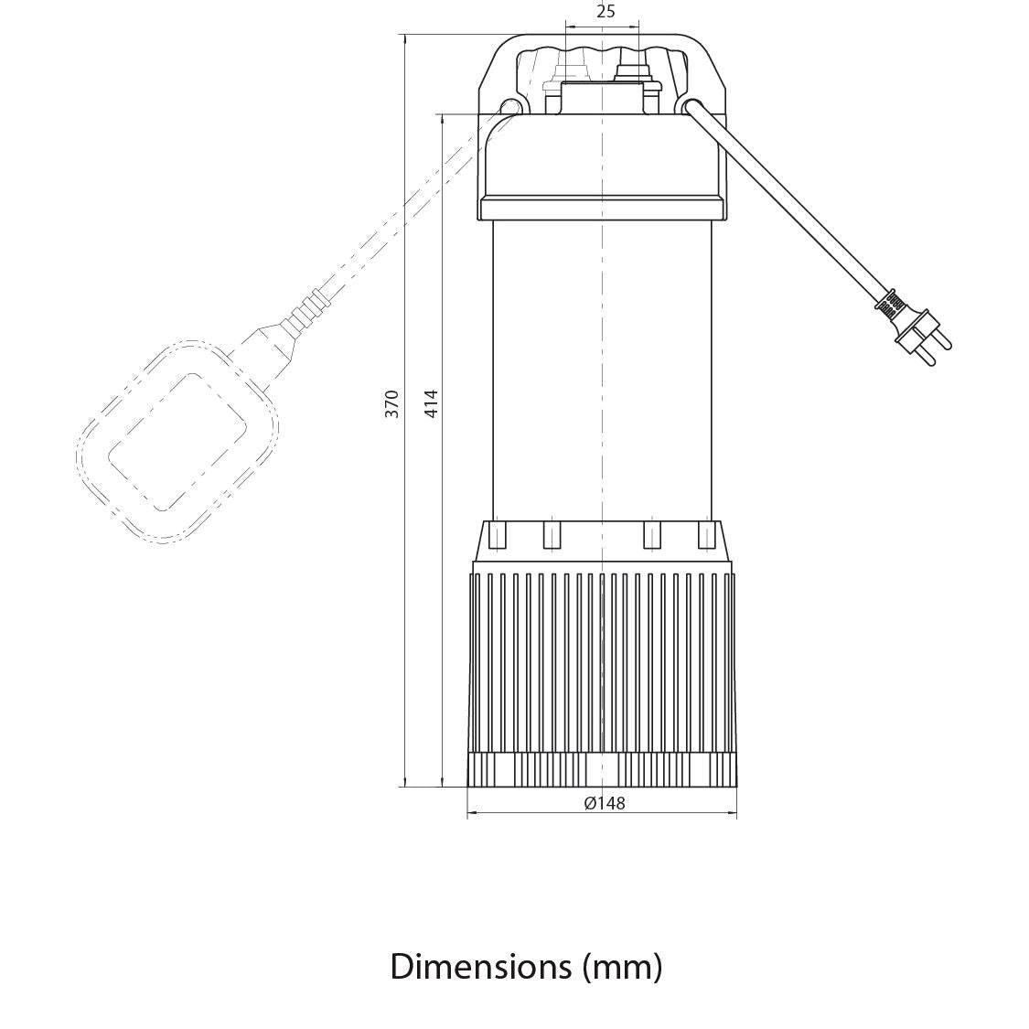 ECO Multitec 750 – 0.75 kW Single-Phase High-Head Grey Water Submersible Pump with Float Switch
