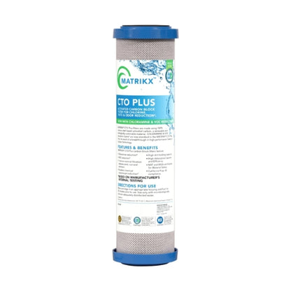 MATRIKX CTO Carbon Block Filter - 10" Standard, 5 or 1 Micron, PFAS and Chloramine Reduction NZ