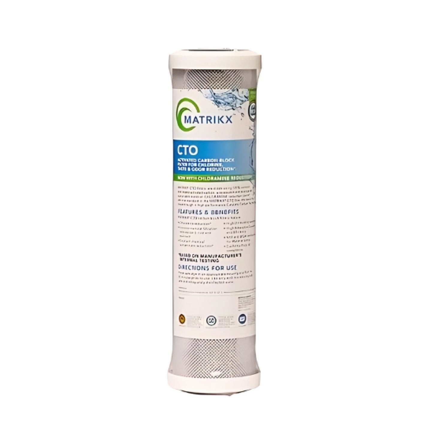 MATRIKX CTO Carbon Block Filter - 10" Standard, 5 or 1 Micron, PFAS and Chloramine Reduction NZ