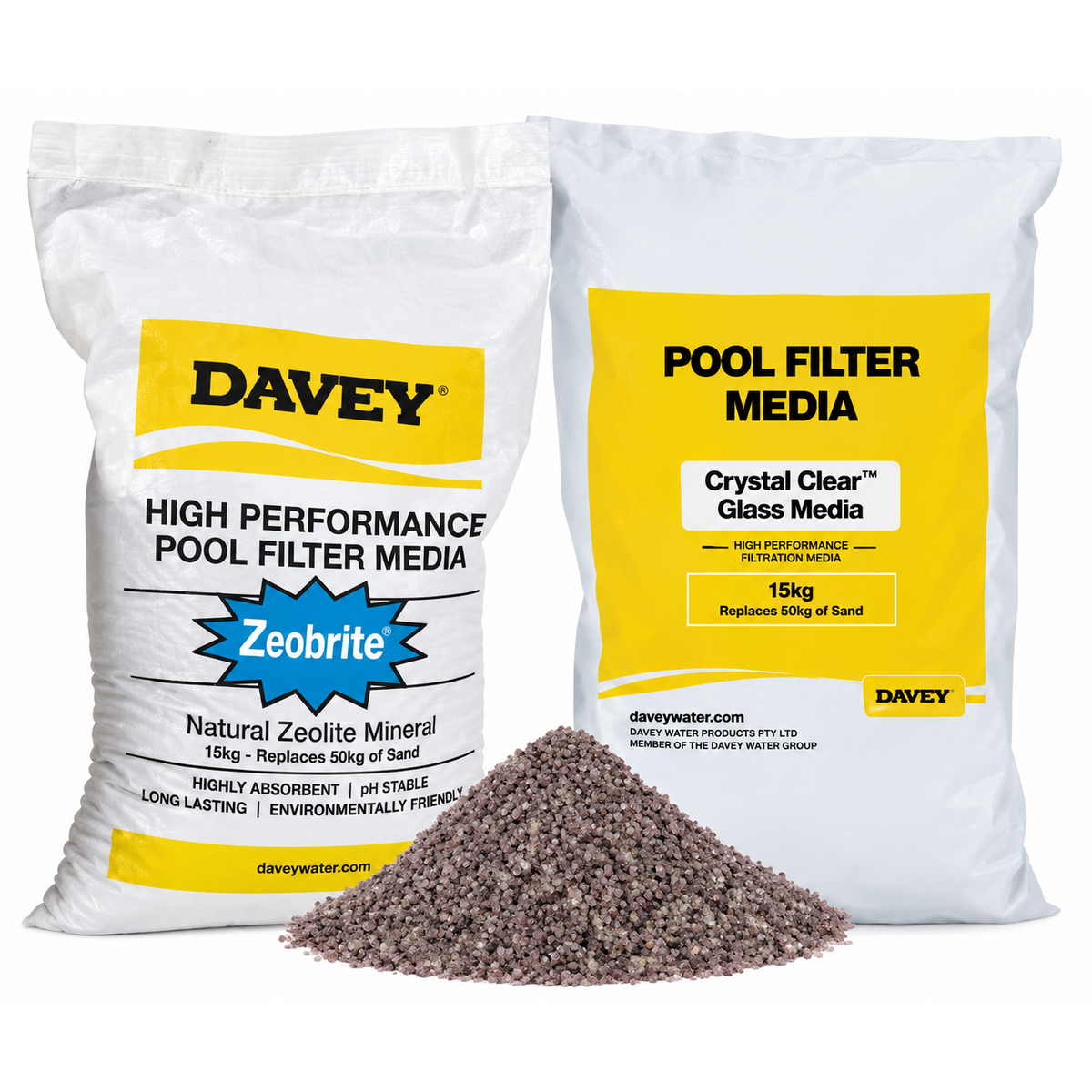 Davey Pool Filter Media – Sand, CrystalClear Glass & Zelbrite