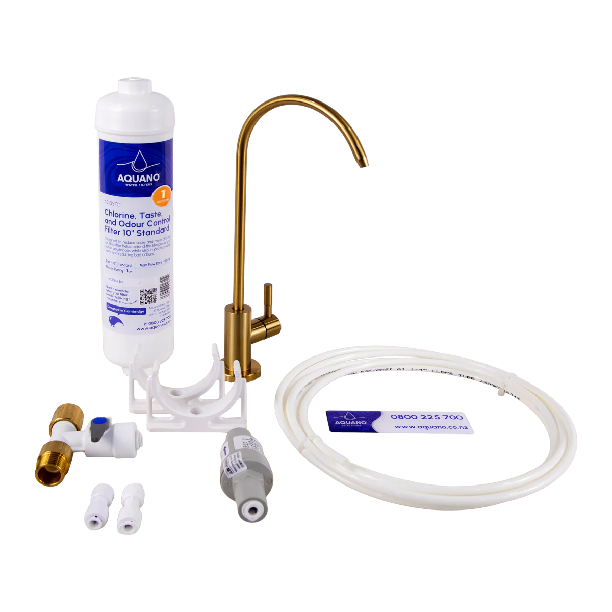 Aquano Inline Under-Sink Water Filter Tap Kit - 1 Micron, Chlorine & Lead Reduction NZ