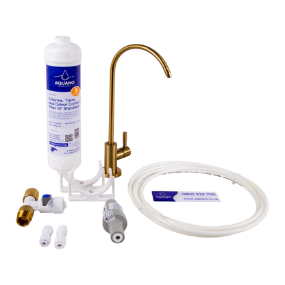 Aquano Inline Under-Sink Water Filter Tap Kit - 1 Micron, Chlorine & Lead Reduction NZ