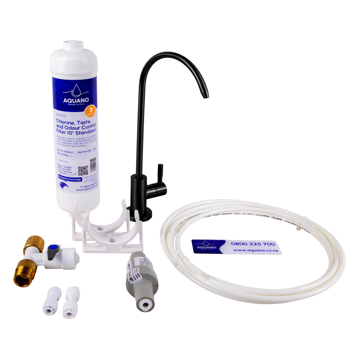 Aquano Inline Under-Sink Water Filter Tap Kit - 1 Micron, Chlorine & Lead Reduction NZ