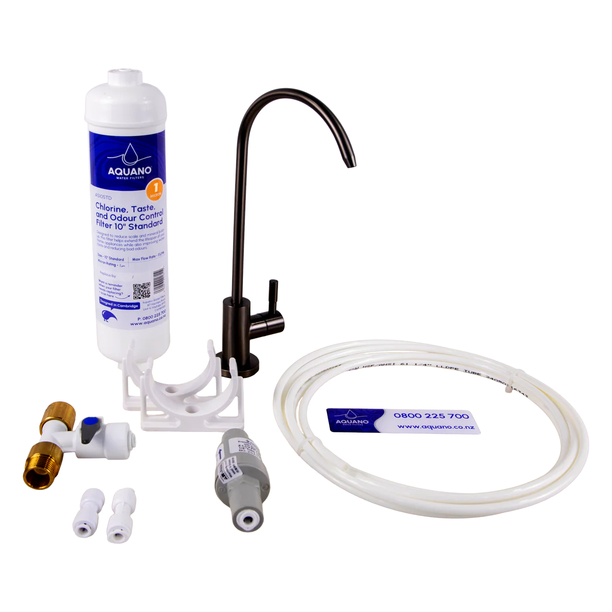 Aquano Inline Under-Sink Water Filter Tap Kit - 1 Micron, Chlorine & Lead Reduction NZ