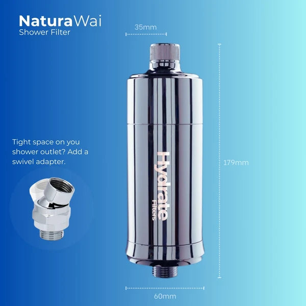 Hydrate Filters NaturaWai Shower Water Filter – Chlorine Reduction for Skin & Hair