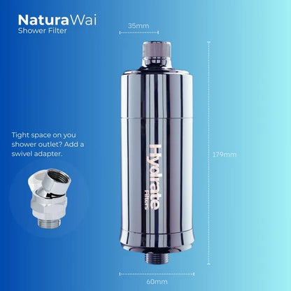 Hydrate Filters NaturaWai Shower Water Filter – Chlorine Reduction for Skin & Hair