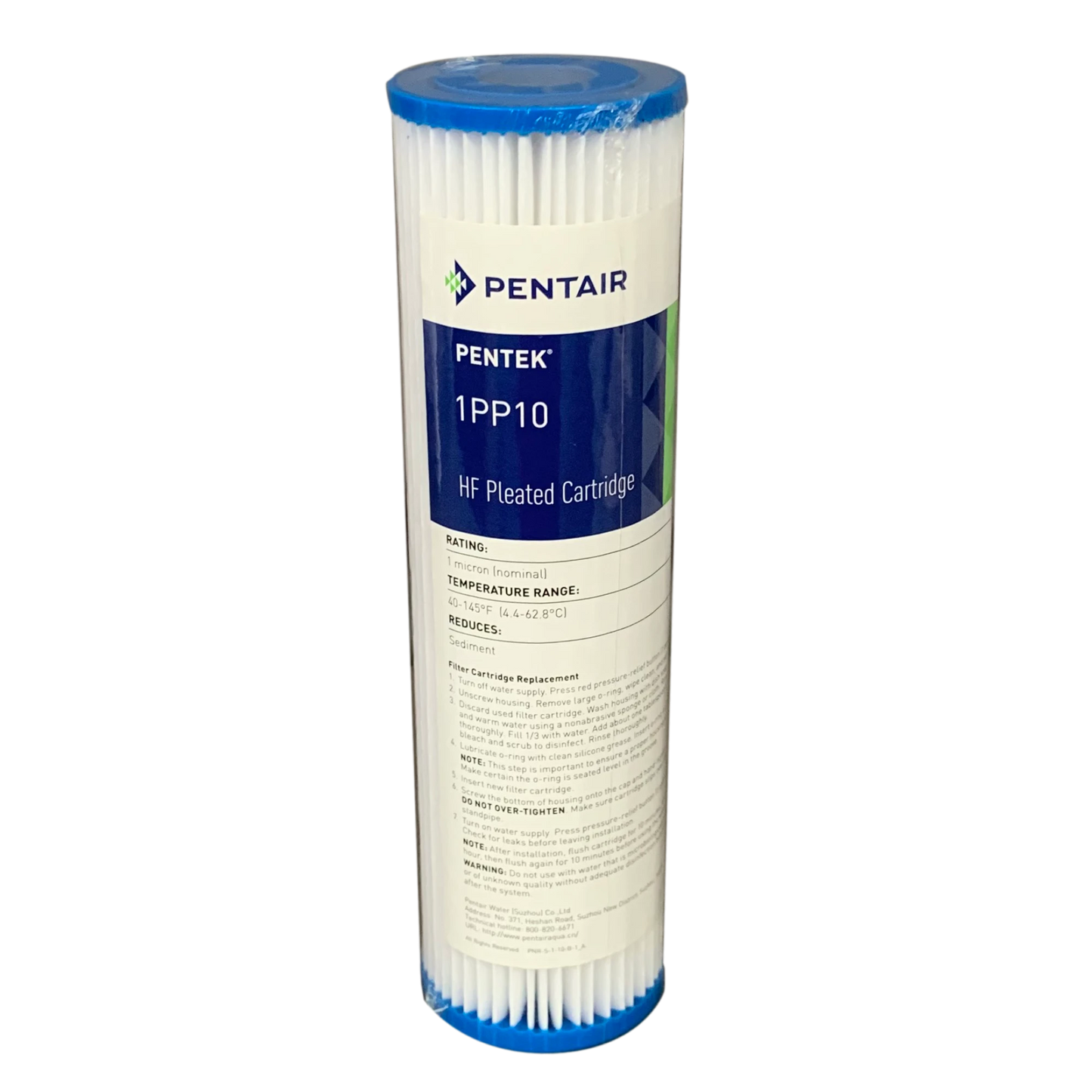 Pleated Sediment Water Filter (10" or 20" x 2.5") - Reusable - Pentair HF Series