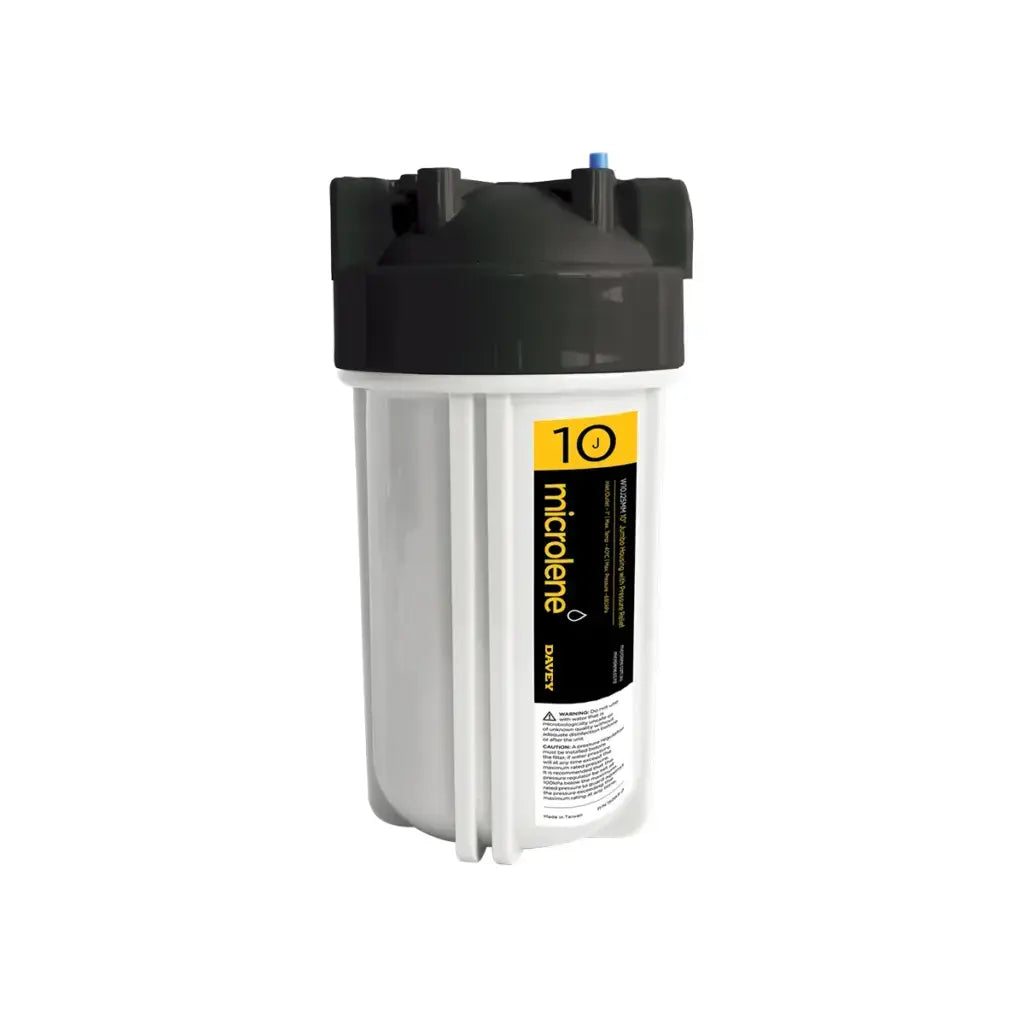 Davey Microlene 10" Jumbo Whole House Filter Housing – W10J25MM with Filter Options for Rainwater or Mains Water – WaterMark Approved