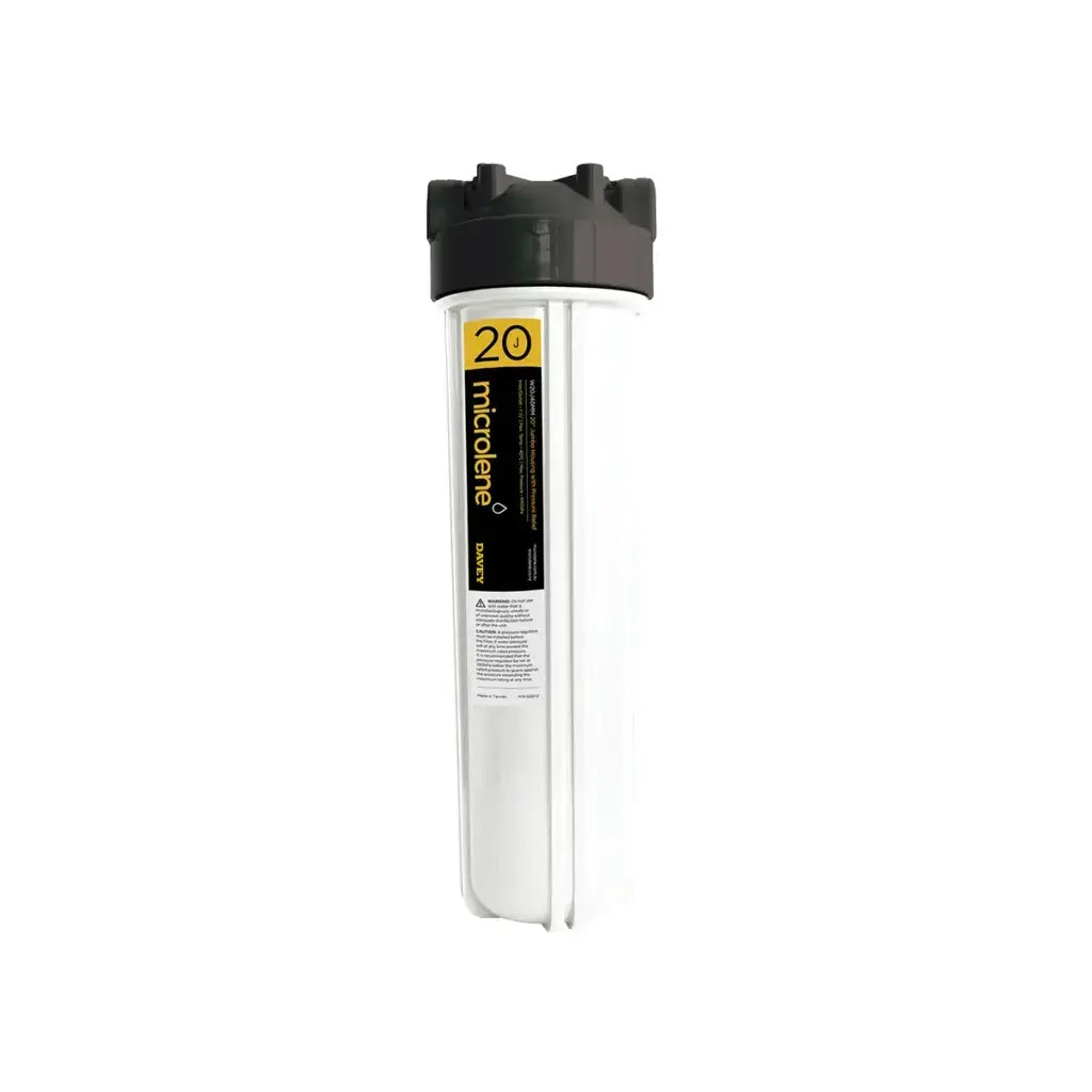 Davey Microlene 20" Jumbo Whole House Filter Housing – W20J25MM with Filter Options for Rainwater or Mains Water – WaterMark Approved