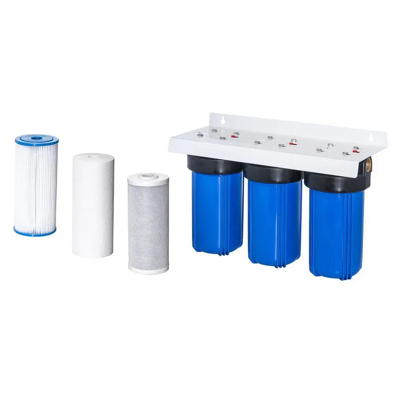 Trevoli Big Blue 10 Inch Triple Filter Housing - Option 3, Rainwater, Tank & Bore Water NZ