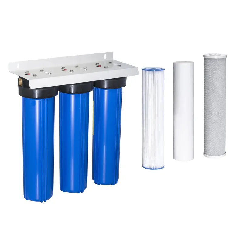 Trevoli Big Blue 20 Inch Triple Filter Housing - Option 6, Rainwater, Tank & Bore Water NZ