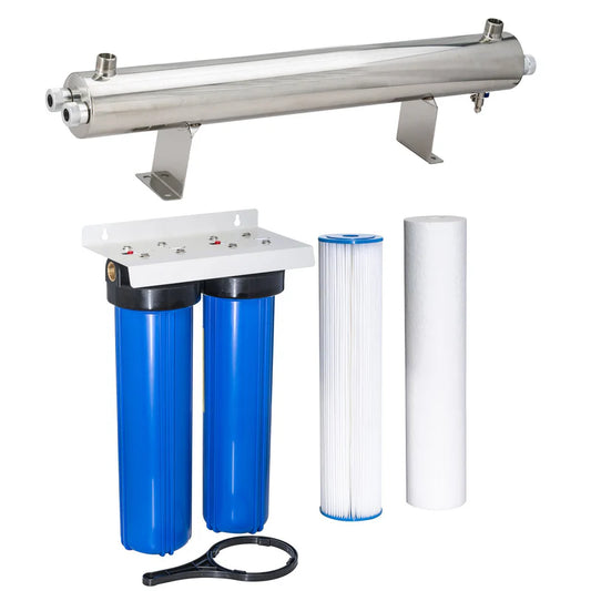 20" Twin Whole House Rainwater Filtration & UV System (Medium/Large Home) (Unassembled)