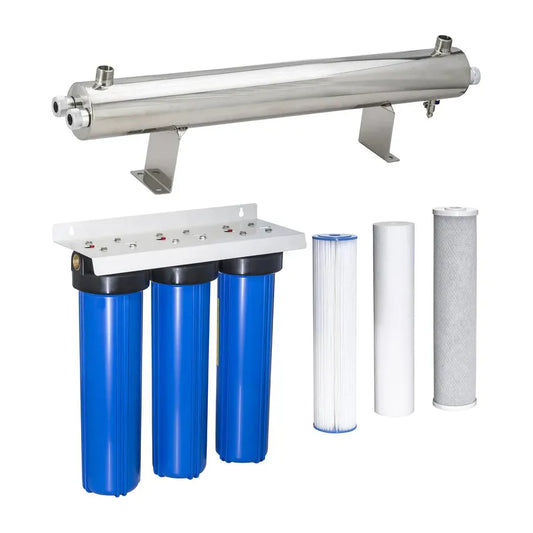 20" Triple Whole House Rainwater Filtration & UV System (Medium/Large Home) (Unassembled)